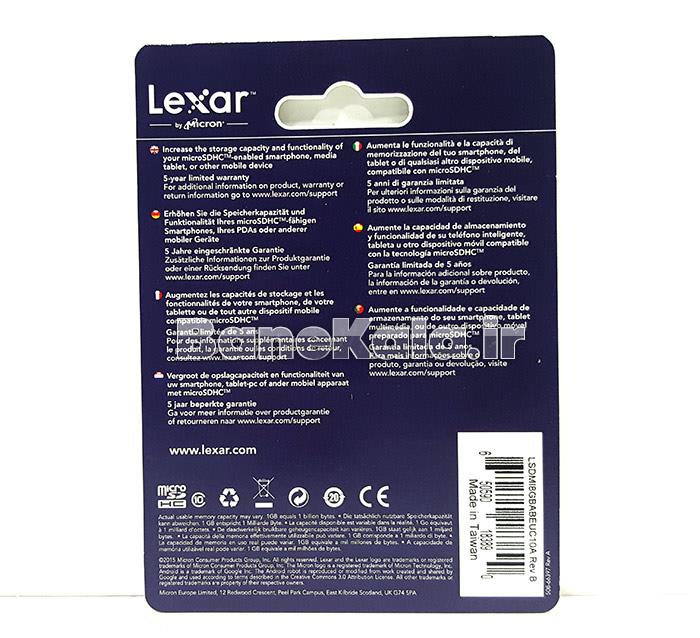 کارت حافظه microSDHC لکسار کلاس 10 ظرفیت 16 گیگابایت Lexar Class 10 microSDHC - 16GB